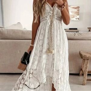 Cupshe Ivory Lace Maxi Dress
